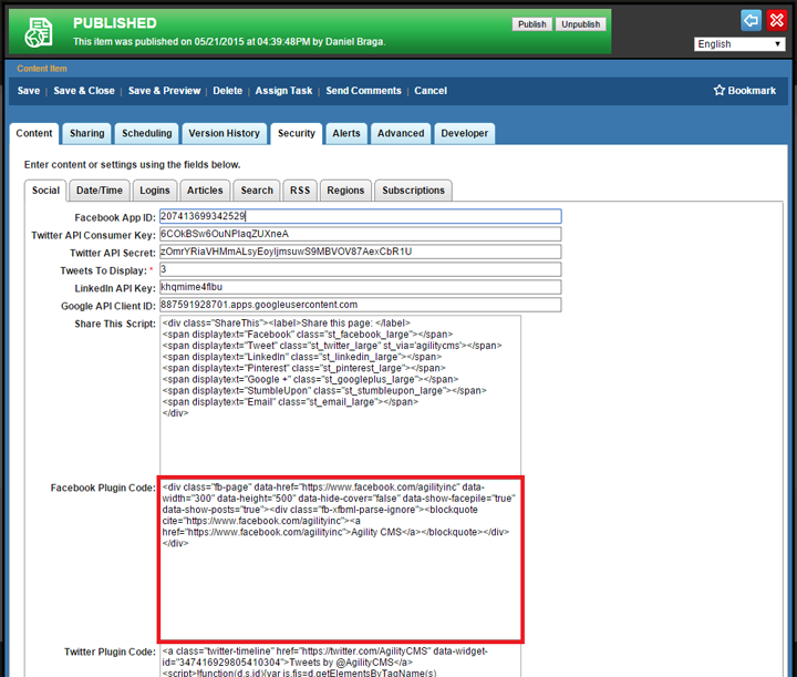 Agility CMS Website Configuration Settings