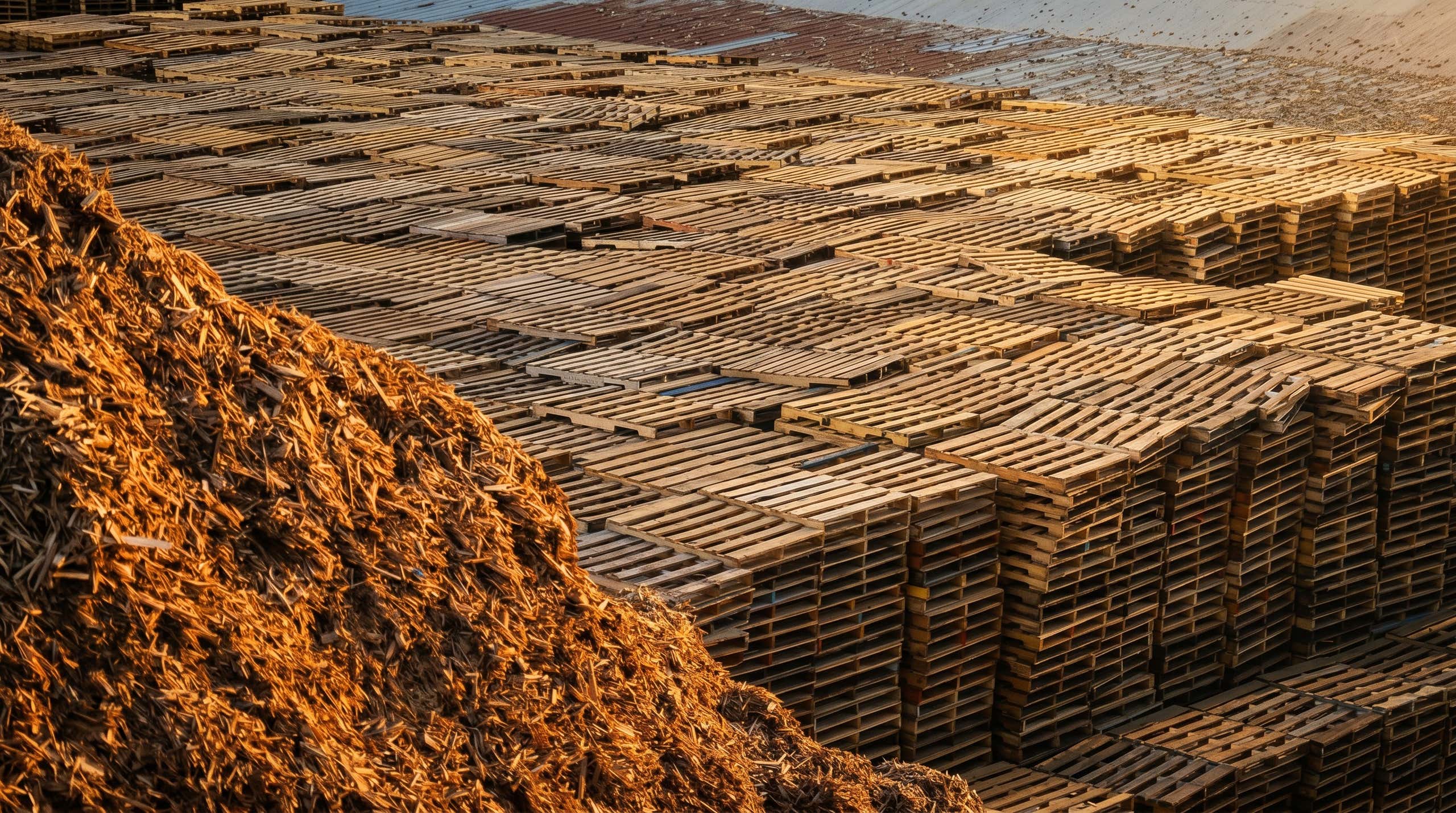 Aerial view of the J.C. Pallet mulch and pallet yard