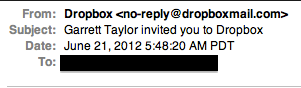 A fake Dropbox invitation virus