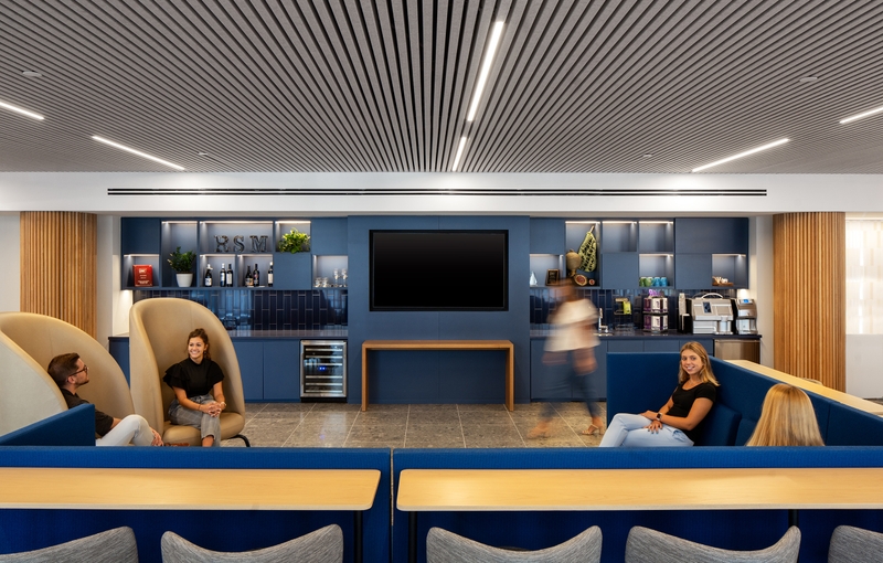 employees relaxing in a break room