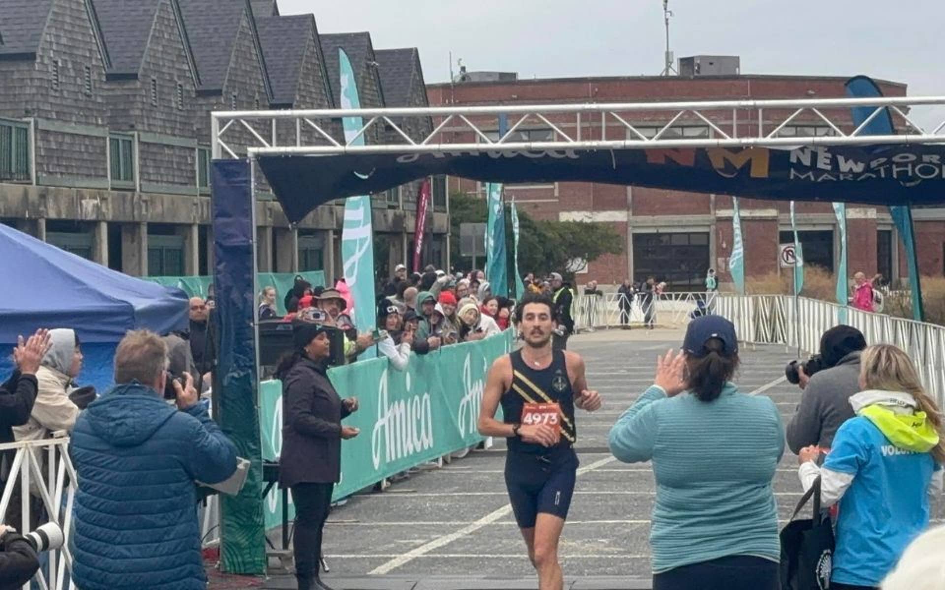 Man running in Amica Newport Marathon