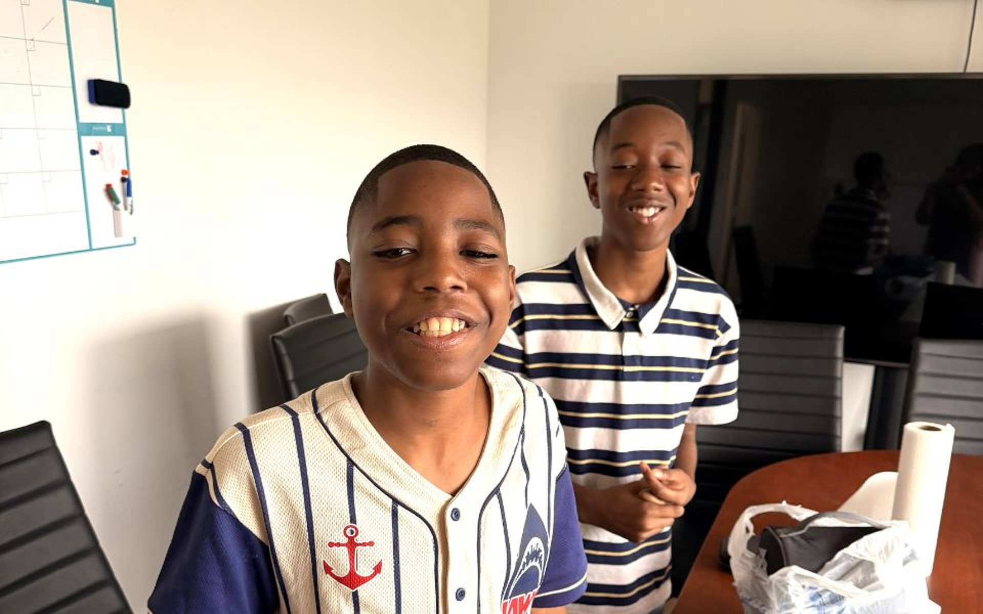 2 Smiling teen boys