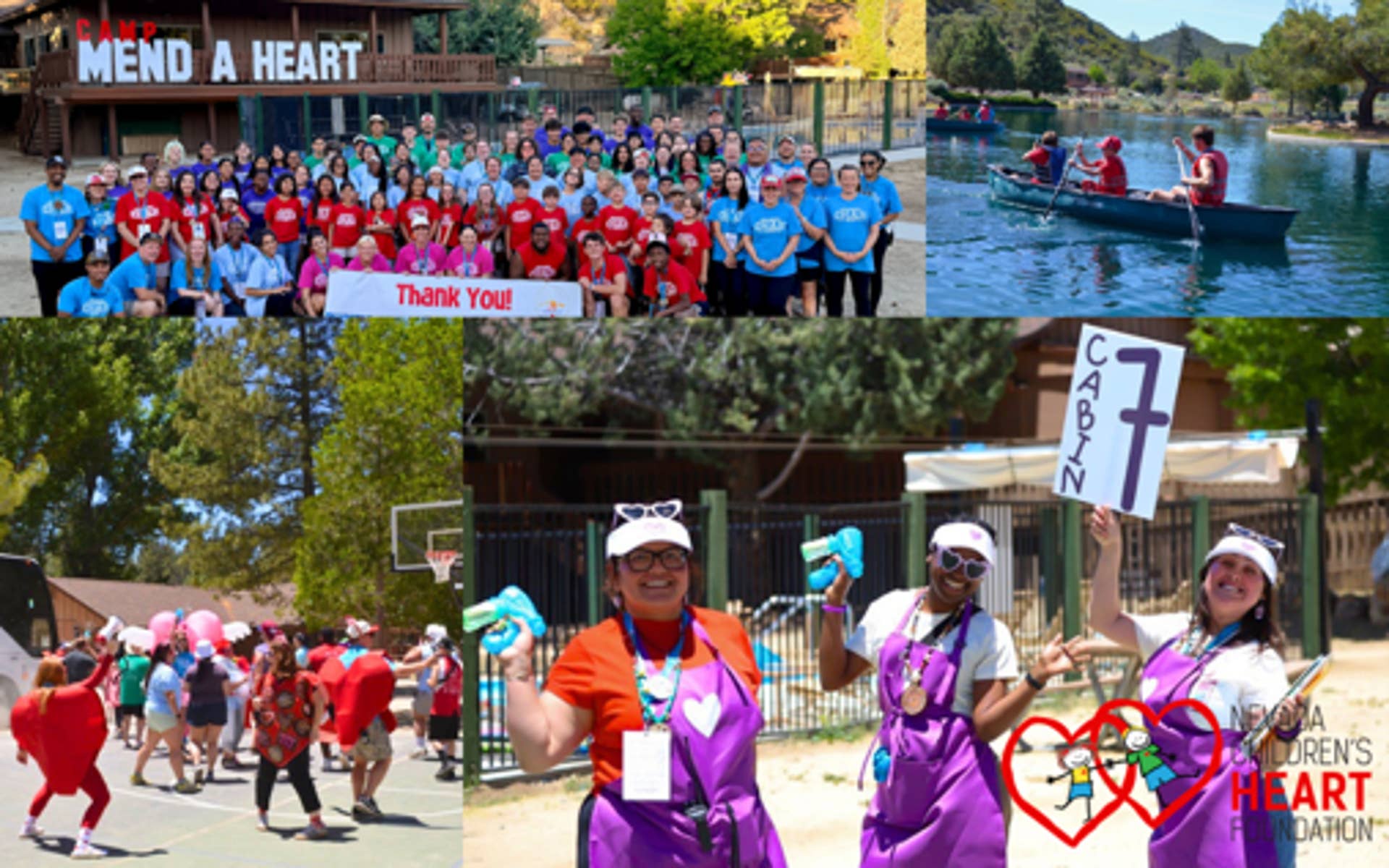 Collage of people at camp