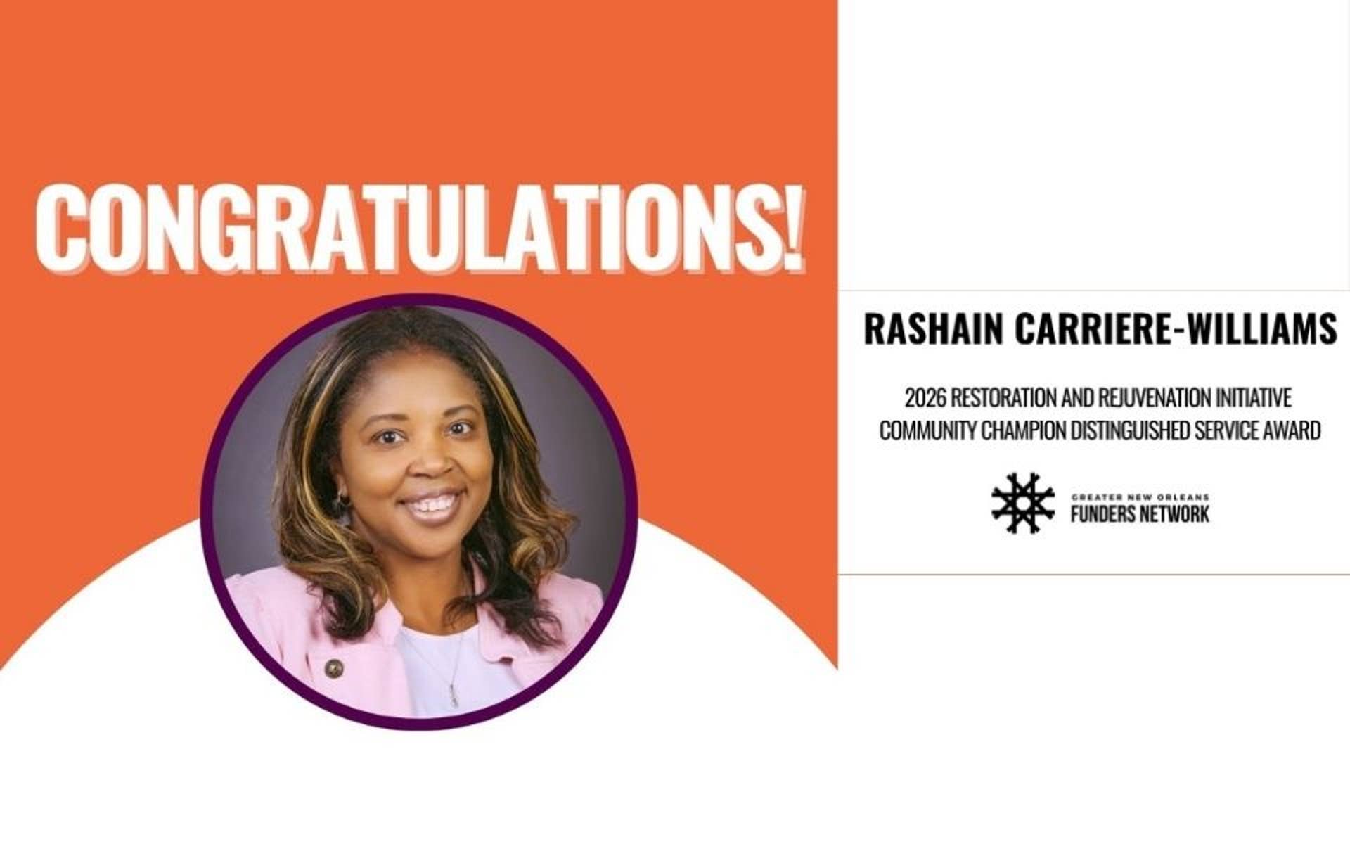 Congratulations, Rashain Carriere-Williams