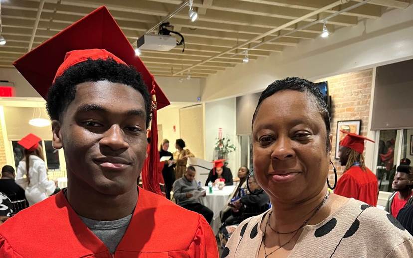 Jackie with Rydell at graduation ceremony