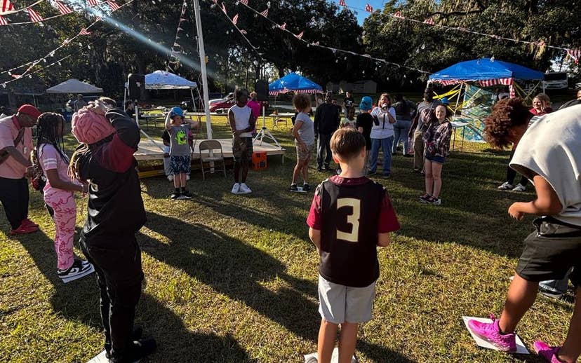 Youth playing games at Fall Festival
