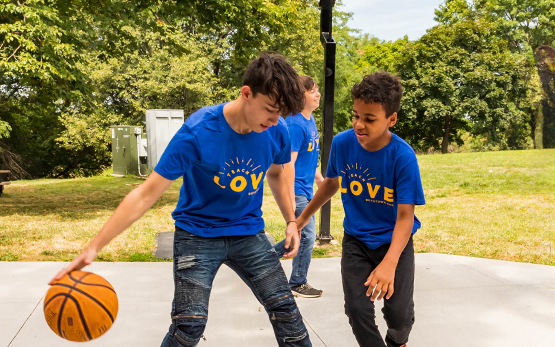 Boys Town kids playing basketball