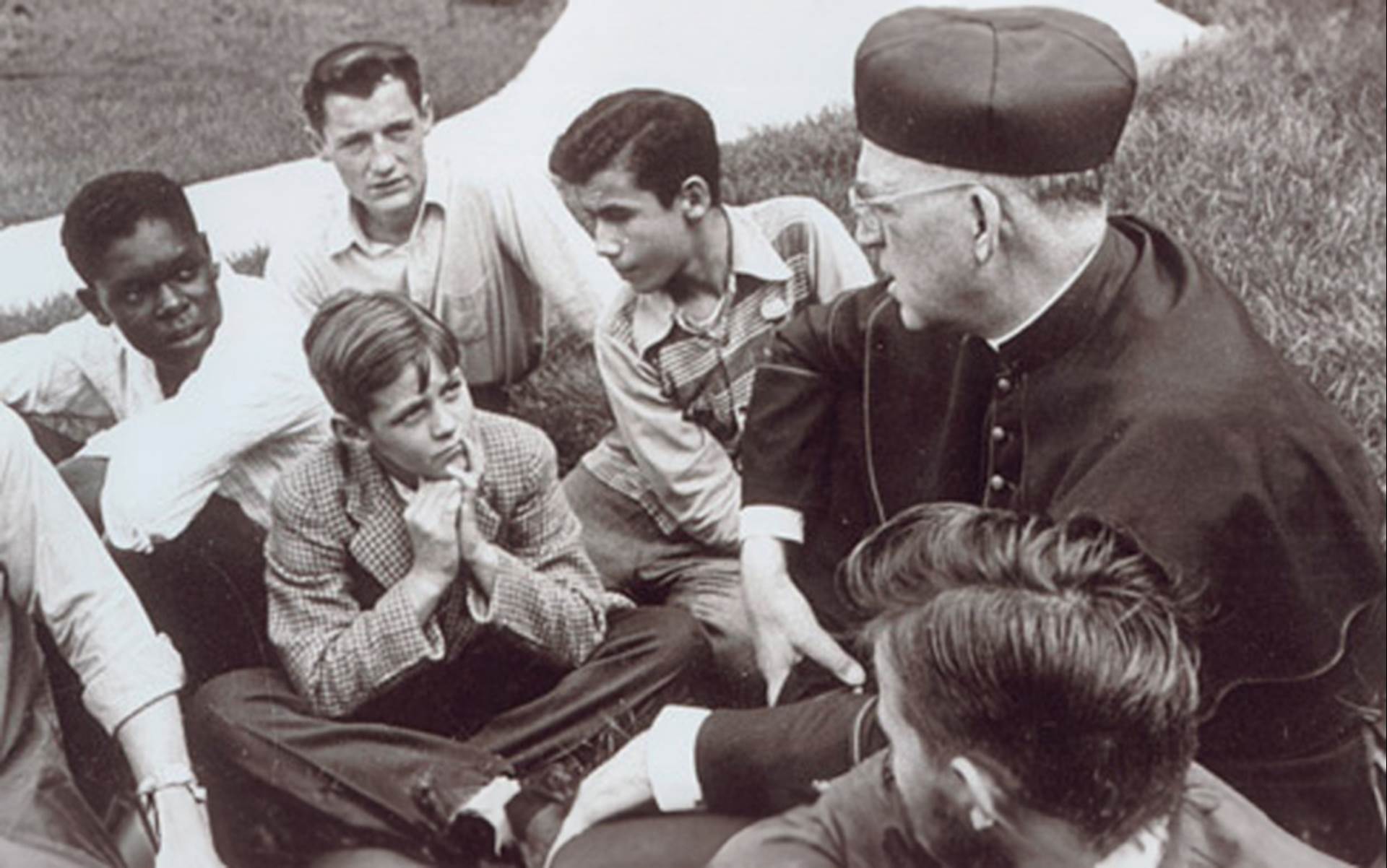 Father Flanagan with kids from Boys Town