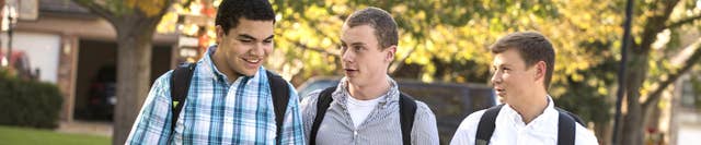 Teenage Boys walking to class