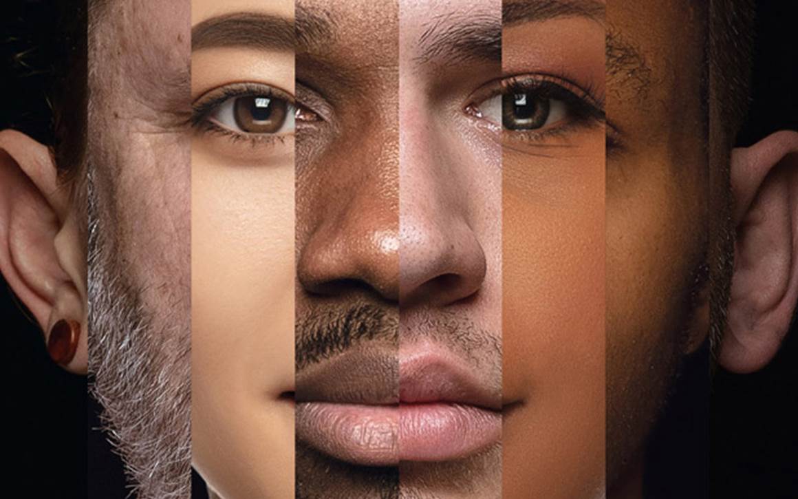 many diverse faces photoshoped together