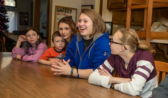 Family meeting at the table