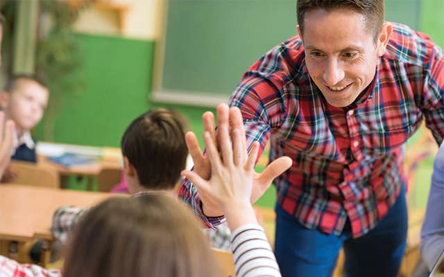 Teach high fiving student