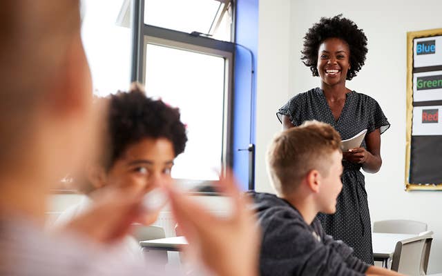 Teacher in fronte of students