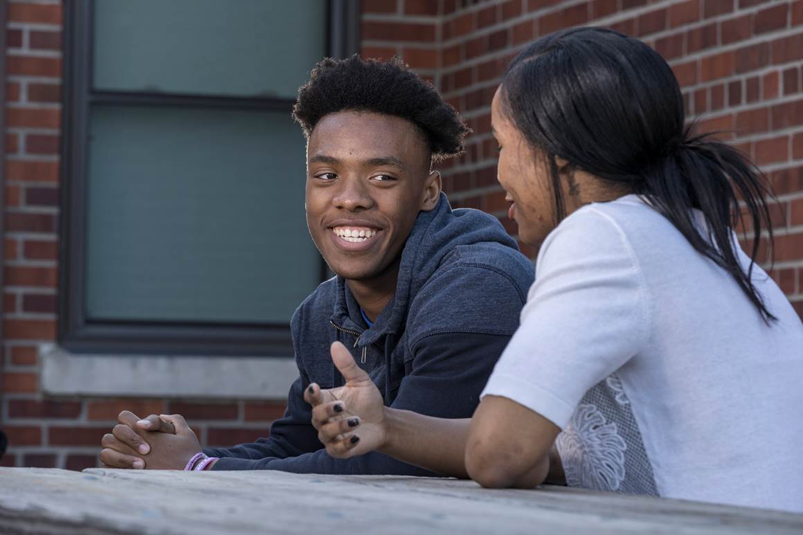 Teenagers working together