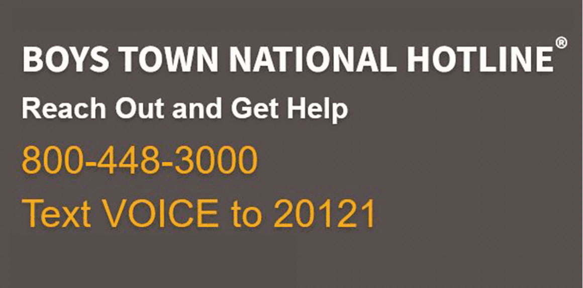Reach Out and Get Help  800-448-3000 Text VOICE to 20121