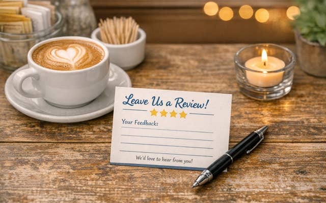 Leave us a Review card