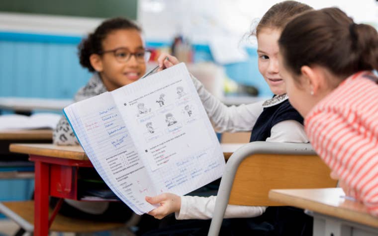 Students sharing notes