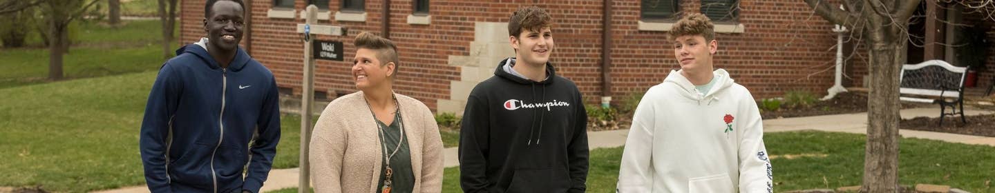 Kids walking together in front of residential care home