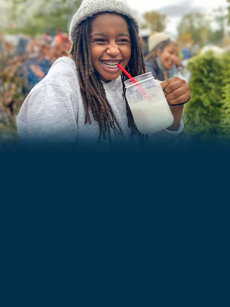 Naomi with a milkshake