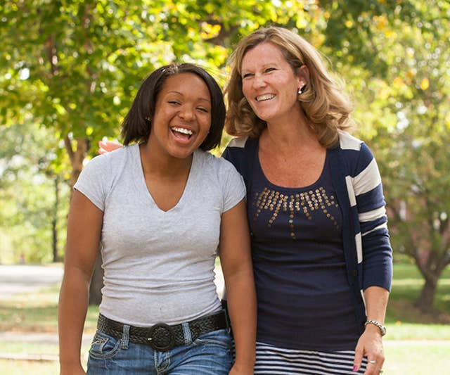 Two women on Boys Town campus