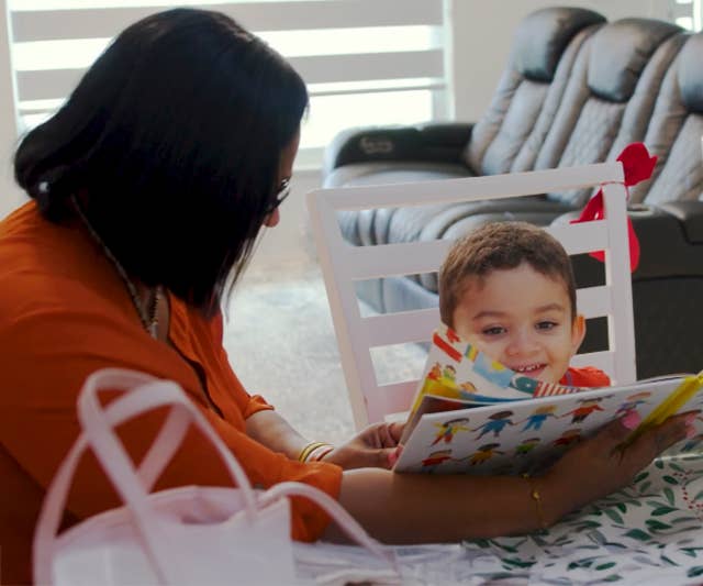 Child working with medical professional