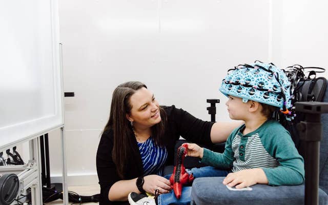 Young child taking advanced medical test
