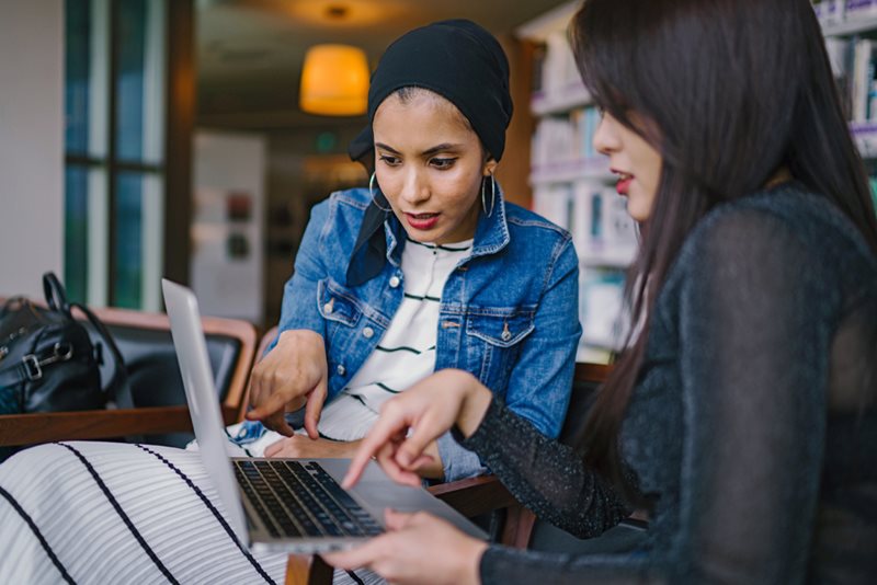 accounting discussion, two women