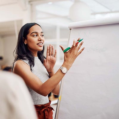 Woman teaching a course