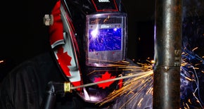 A student welding