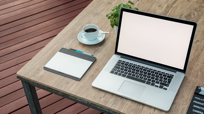 Laptop on a table