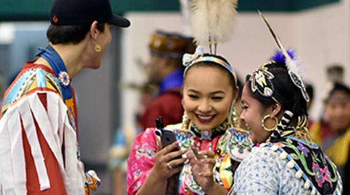 Students at a pow wow 