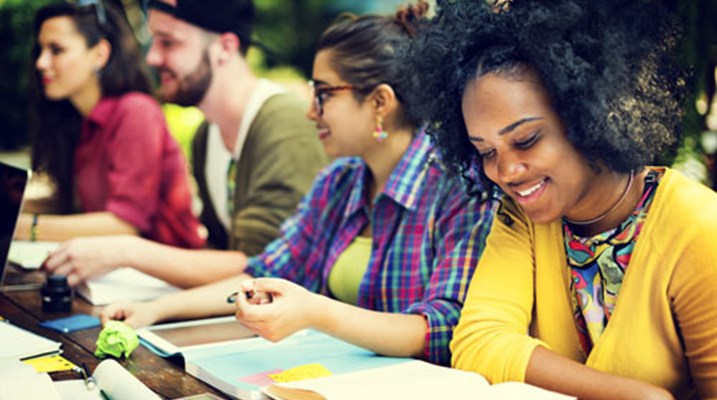 Students sitting in a row