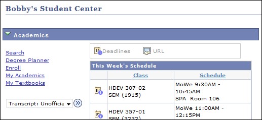 Screenshot of My CSULB Student Center