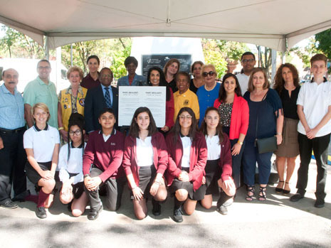 students and teachers outside