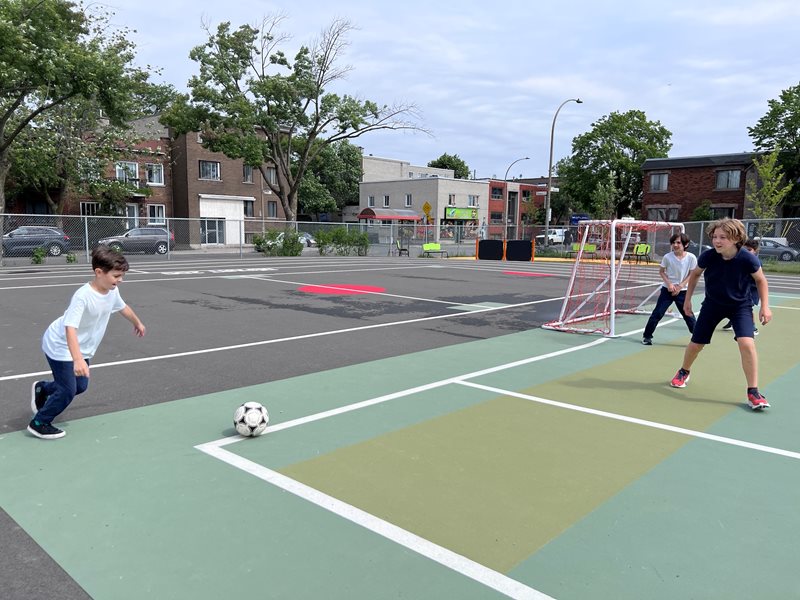 students playing soccer