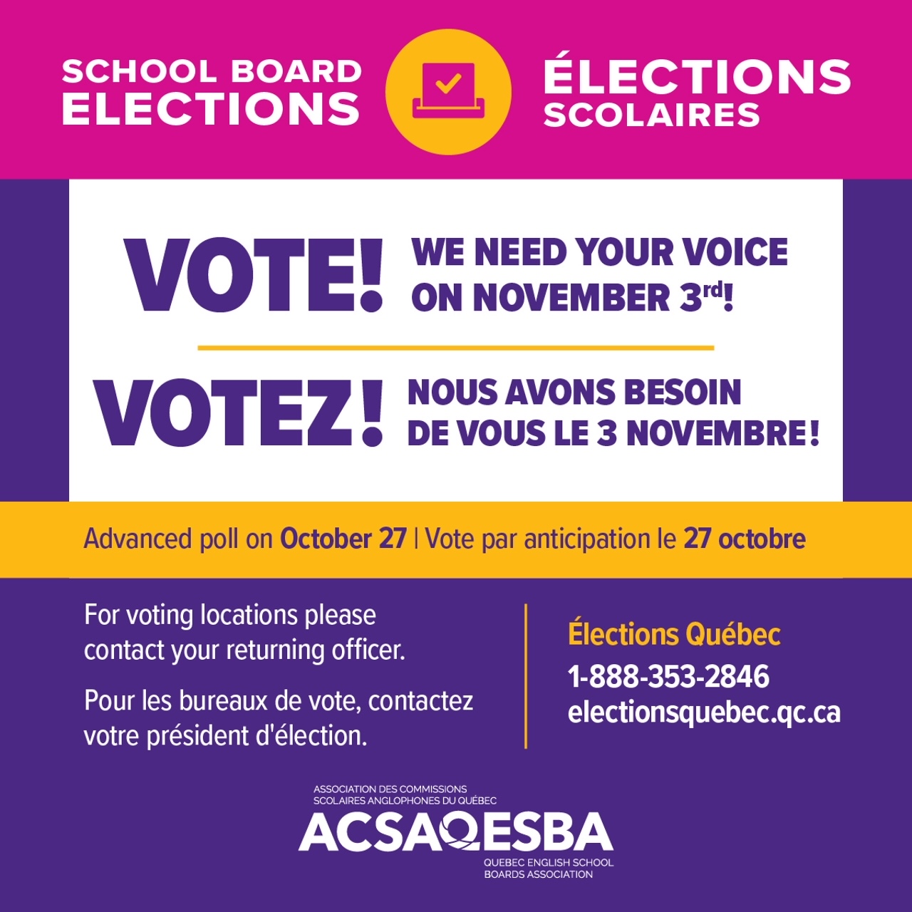 EMSB Elections - The position of chair and all 10 wards contested