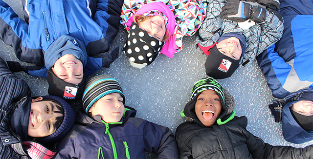 students in group on ice