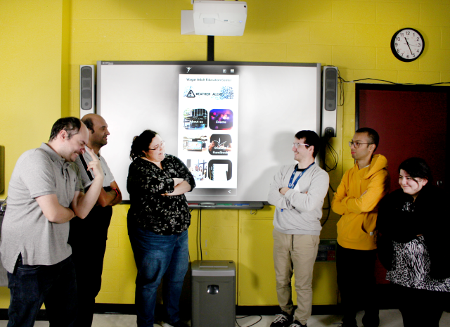 Photo: Wagar students work on the creation of an app for their school. From left: Ricardo Masciotra, Fiaz Khalid, Michelle Perron-Elgee, Nathan Stacey, Anurag Tuli and Raquel Iny. Photo: Zachary Silas-Gagnon 