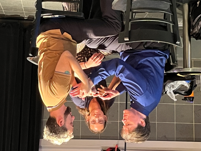 From left: Author John Lee Clark sharing his thoughts with protactile and ASL interpreters Angel Dalys-Fine and Jordan Goldman at his book launch at the MAI on October 22. 