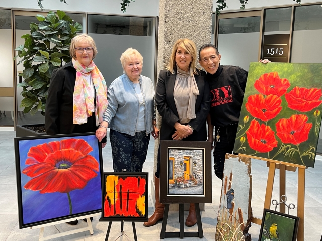 From left: Valeria Szabo, Audrey Riley, Louise Panet-Raymond and Simon Chang get together prior to Art By The Water for a pre-event interview with City News at Chang’s showroom on Chabanel St. on April 18. 