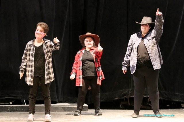 From left, Emily, Emma and Chiara are seen performing a dance number to the song “Timber” by artists Pitbull and Kesha.