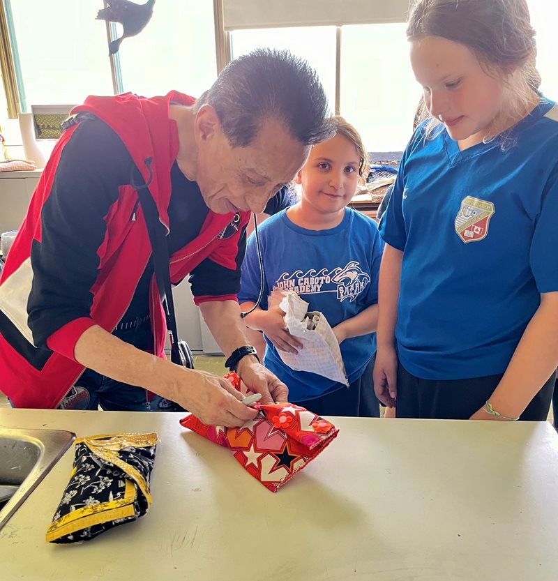 Simon Chang visited JCA students on June 6 to see the pencil cases that they created this school year." /></p> <p>Simon Chang visited JCA students on June 6 to see the pencil cases that they created this school year.