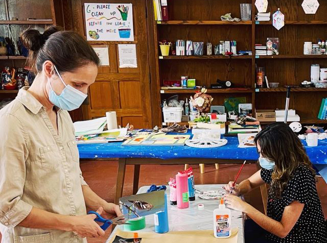 Melissa Sokolo left, and Natali Ortiz at the Concordia University Art Hive (Loyola Campus) in September.