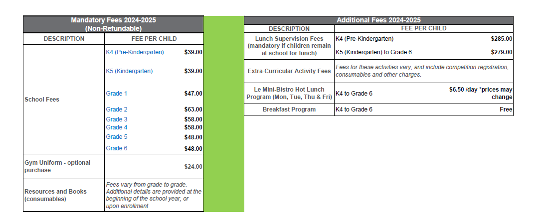 2024 2025 School Fees Website Information