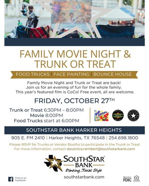 Family Movie Night and Trunk or Treat - Harker Heights