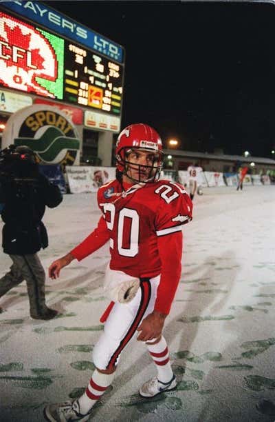 Championship football on a snowy Canadian night