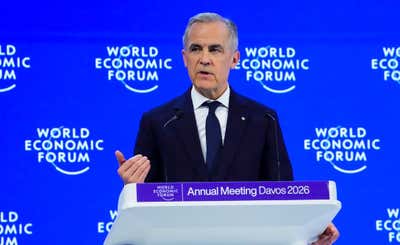 Mark Carney speaking at the World Economic Forum in Davos 2026