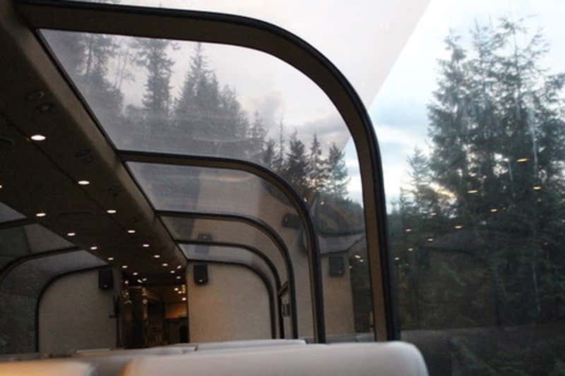 The dome car view through the forests of British Columbia