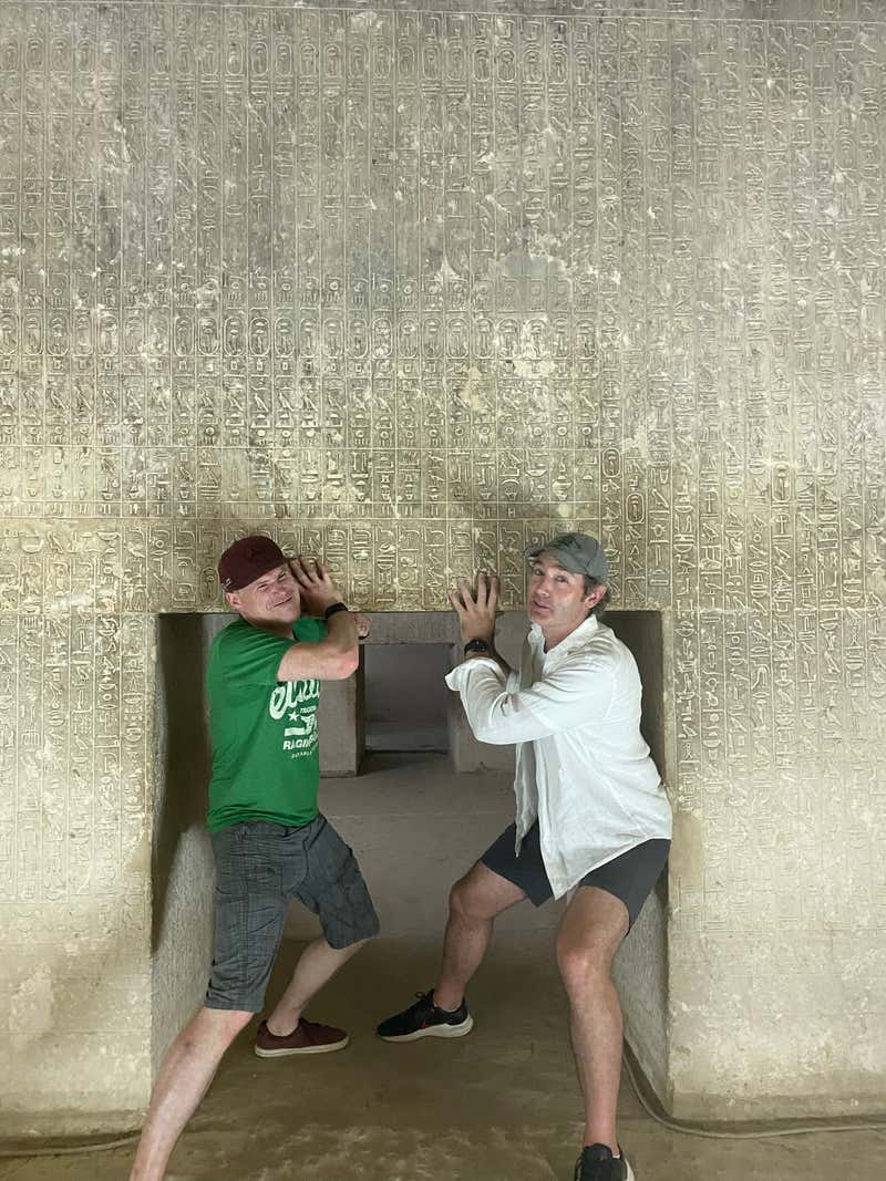 Jon and I doing our best to hold up the walls