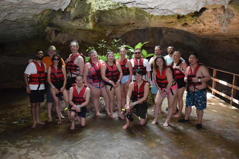 The group inside the cenote